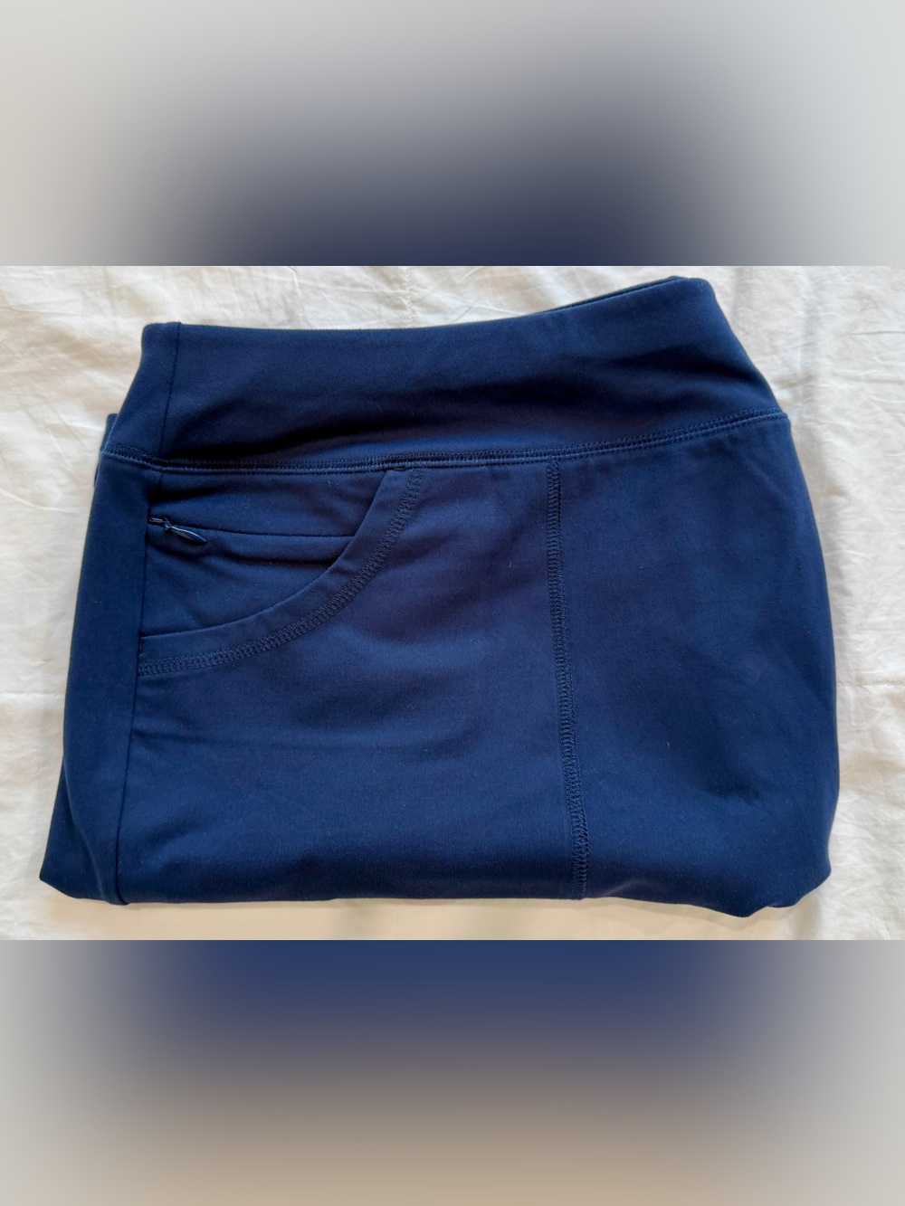 Lands' End Women’s Navy Active Shorts with Zip Pocket